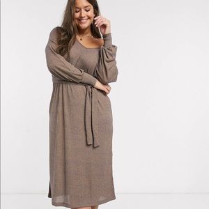 ASOS DESIGN Curve Rib Mark Midi Dress with Belt